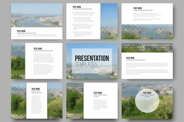 Wall Mural - set of 9 templates for presentation slides. nature landscape. abstract multicolored backgrounds. nat