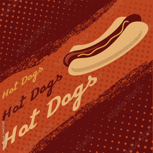 Obraz w ramie Vintage Hot Dogs vector poster