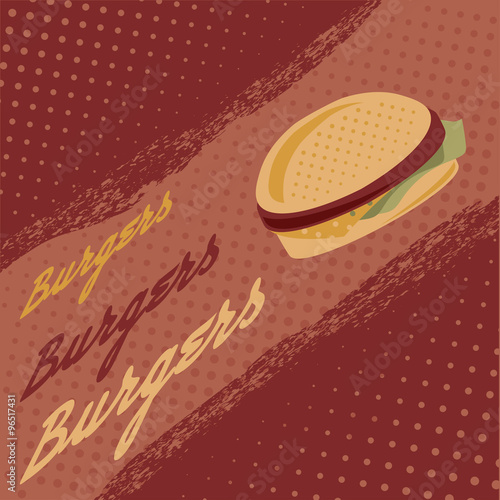 Fototapeta na wymiar Vintage burgers vector poster