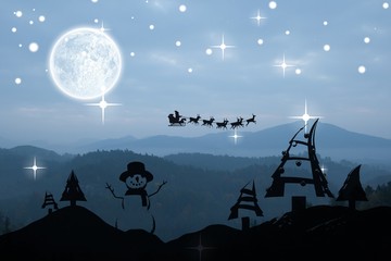 Poster - Composite image of christmas scene silhouette