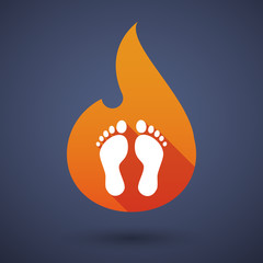 Sticker - Long shadow vector flame icon with two footprints