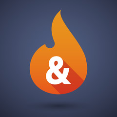 Sticker - Long shadow vector flame icon with an ampersand