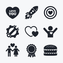 Valentine Day Love Icons. Target Aim With Heart.