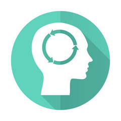 Aufkleber - head blue flat desgn circle icon with long shadow on white background