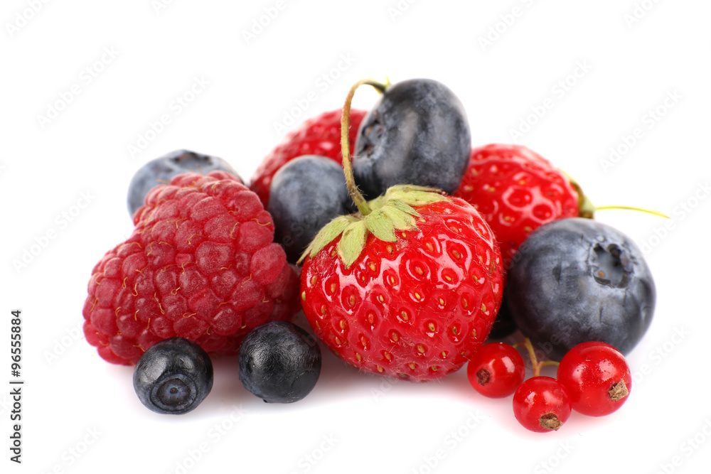 Group of fresh berries isolated on white