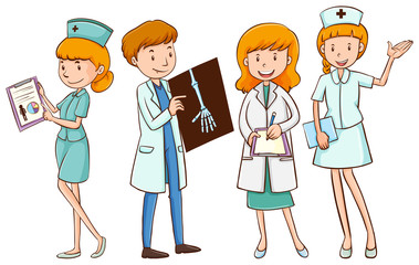 Sticker - Doctors and nurses with patient files