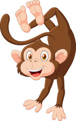 Wall Mural - Cartoon happy monkey dancing