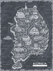 Sticker - South Korea travel map