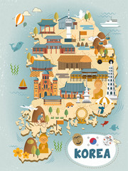 Wall Mural - South Korea travel map