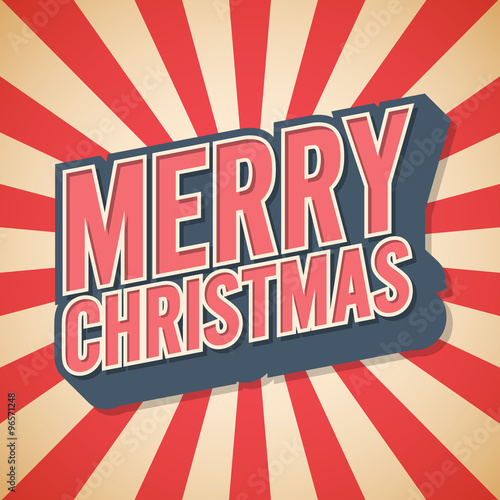 Retro poster, Merry Christmas, Vector illustration.