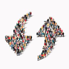 Canvas Print - crowd people  shape  arrow direction