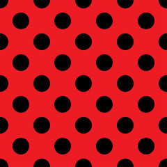 Wall Mural - big polka dot seamless pattern. abstract fashion red and black texture. casual stylish template. gra
