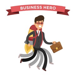 Wall Mural - Superhero business man in action vector