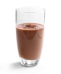 Wall Mural - Glass of chocolate milk isolated on white