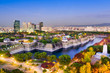 Osaka, Japan cityscape at Osaka Castle Park.