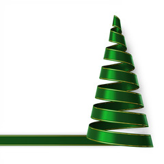 Wall Mural - green ribbon christmas tree with gold strips