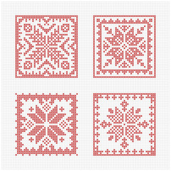 Wall Mural - Scandinavian style cross stitch pattern