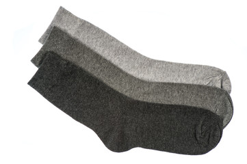 Men socks in three colors isolated on the white background.