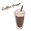 vector printable illustration of isolated cup of frappe coffee with label
