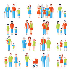 Sticker - Family flat icons set 