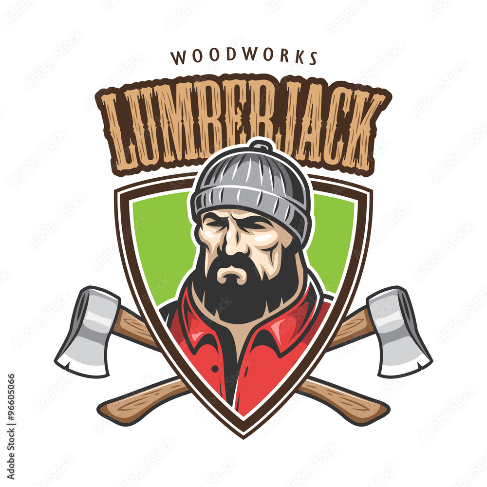 Vector illustration of lumberjack emblem Stock Vector | Adobe Stock