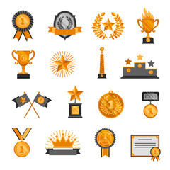 Canvas Print - Trophy And Awards Icons Set 