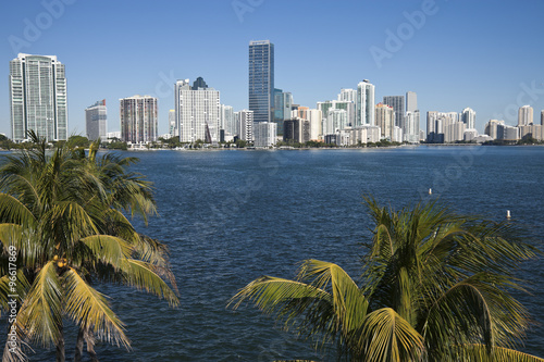 Plakat Palmy i panoramę Miami