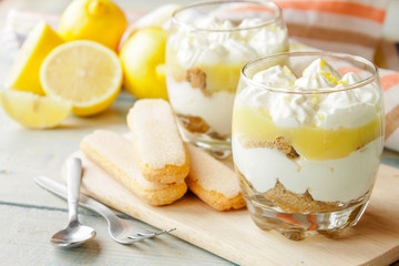 Wall Mural - Lemon tiramisu in a glass