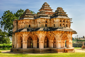 Fototapete - Ancient ruins of Lotus Temple, Royal Centre, Hampi, Karnataka, India