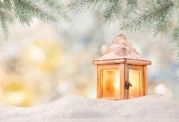 Wall Mural - Christmas background with lantern