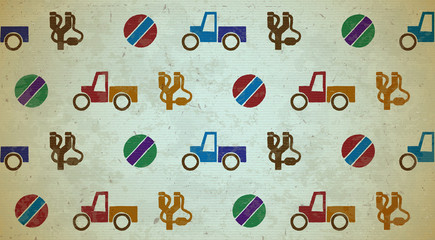 Poster - Seamless aged pattern with toys