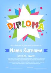 Wall Mural - Preschool Kids Diploma certificate background design template