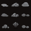 © afe207 - set stone, rock and pebble element decor isolated for game art a