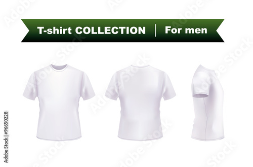 Download White T Shirt Mockup Set Front Side Back View Vector Eps10 Illustration Isolated On White Background Stock Vector Adobe Stock