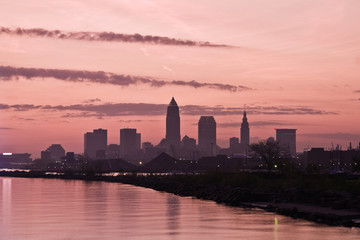 Fototapete - Silhouette of Downtown Cleveland