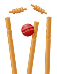 Sticker - cricket ball caught in the wicket vector illustration