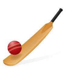 Sticker - cricket bat and ball vector illustration