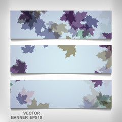 Wall Mural - Set of colorful autumn leaves banners