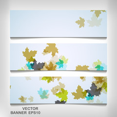 Wall Mural - Set of colorful autumn leaves banners