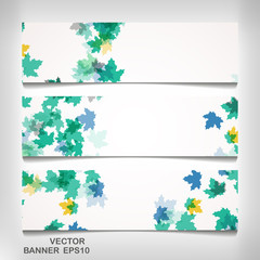 Wall Mural - Set of colorful autumn leaves banners