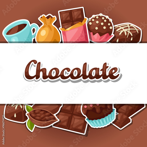 Tapeta ścienna na wymiar Chocolate background with various tasty sweets and candies