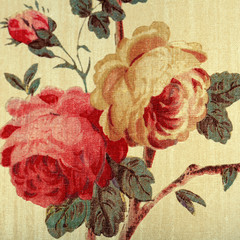 Wall Mural - vintage wallpaper with red rose floral victorian pattern