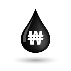 Poster - Vector oil drop icon with a won currency sign