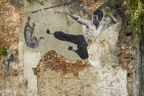 Naklejki inspirowane Banksy  sztuka-uliczna-w-georgetown-w-malezji