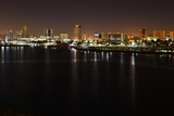 Fototapeta  - The night skyline of Long Beach, Los Angeles taken from the Queen Mary.
