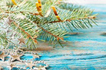 Canvas Print - Christmas decorations and fir branch