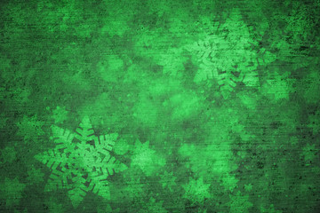 Wall Mural - magical grunge green colored shiny abstract blurry textured snowflake shapes illustration background