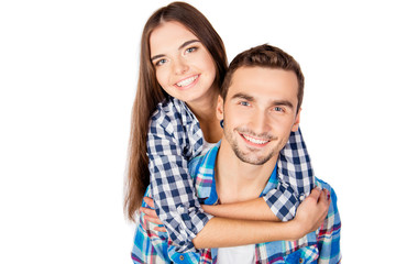 Poster - Pretty young woman embracing her boyfriend