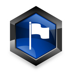 Aufkleber - flag blue hexagon 3d modern design icon on white background