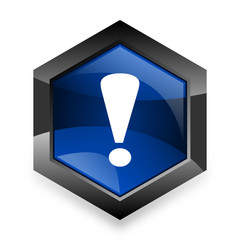 Aufkleber - exclamation sign blue hexagon 3d modern design icon on white background